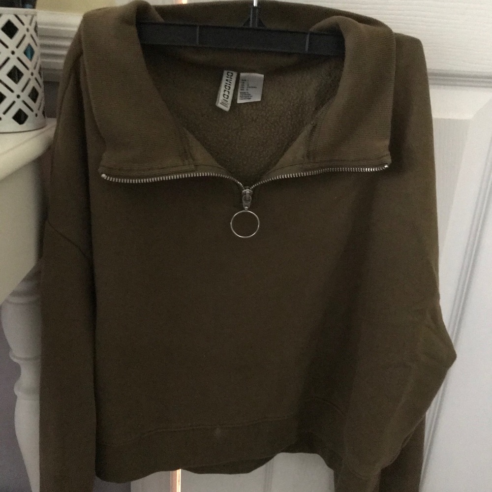 cropped quarter zip shirt